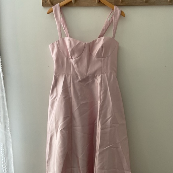 ALFRED SUNG Lace-Up Bustier Full Skirt Pockets Satin Pink Maxi Dress NWT 12 - Picture 5 of 12